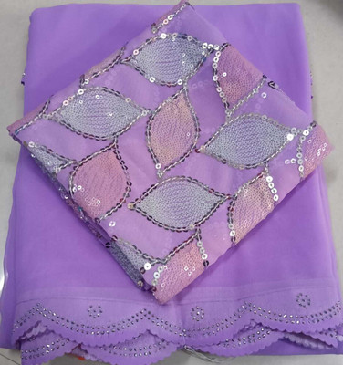 GRIFEZ Solid/Plain Bollywood Georgette Saree(Purple)