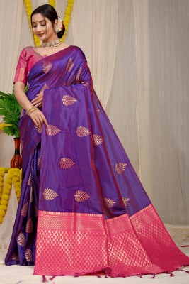 AMIRAT CLOTHING Woven Banarasi Jacquard Saree(Purple)