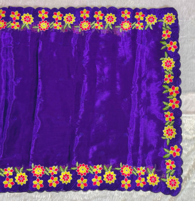 R K ENTERPRISE Embroidered Berhampuri Pure Silk Saree(Purple)