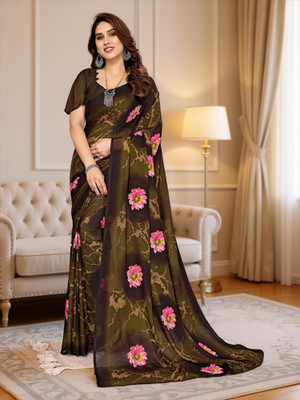 SmittenSmit Printed Bollywood Georgette Saree(Multicolor)