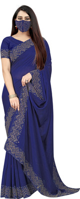 pUNYATHA CREATION Embroidered Chanderi Art Silk Saree(Blue)