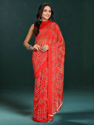 ANOUK Printed Daily Wear Georgette Saree(Red)