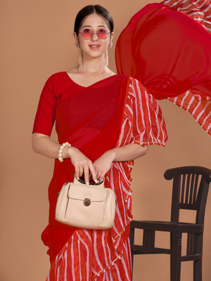 Georgette Saree Printed Bollywood Georgette, Chiffon Saree(Red)