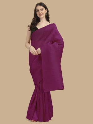 Sangria Solid/Plain Banarasi Satin Saree(Purple)