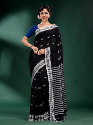 DAS TAXTILES Solid/Plain Bollywood Pure Cotton Saree(Dark Blue)