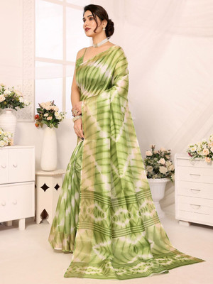 Moda Rapido Printed Bollywood Cotton Blend Saree(Green)