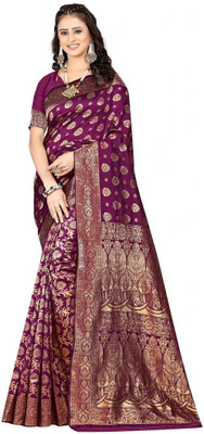 DHAYNAAND REEWA FASHION Floral Print Banarasi Jacquard Saree(Maroon)