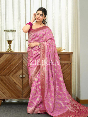 DEVATVAM Woven Banarasi Jacquard Saree(Black)