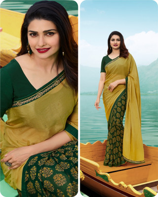 V And V Shop Printed Bollywood Georgette Saree(Beige)