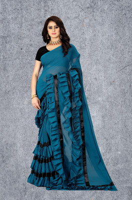 AMK FASHION Self Design, Solid/Plain Bollywood Georgette Saree(Multicolor)