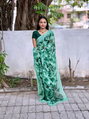 TEN R Self Design, Printed Daily Wear Georgette Saree(Multicolor)