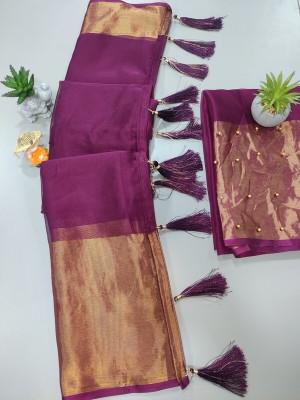 online bazaarr Solid/Plain Bollywood Chiffon Saree(Purple)