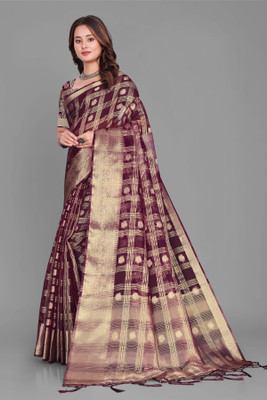 Aarunika SST Solid/Plain Bollywood Organza Saree(Magenta)