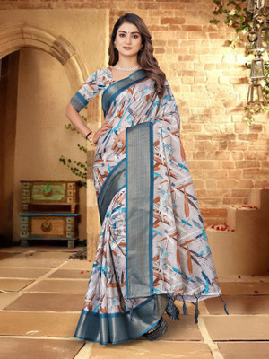 Tejal Creation Digital Print Bollywood Cotton Silk Saree(Multicolor)