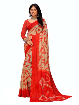 Sitanjali Printed, Paisley Bollywood Georgette Saree(Red)