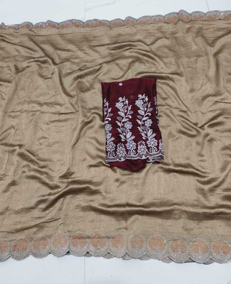 Aaradhya Enterprise Self Design Banarasi Pure Silk, Art Silk Saree(Grey)