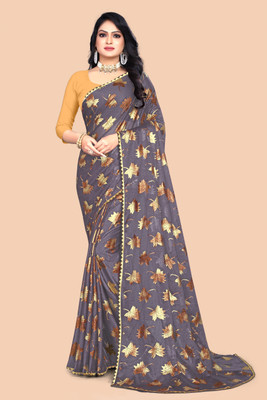 TRIMURTIPRINTS Digital Print Daily Wear Lycra Blend Saree(Grey)