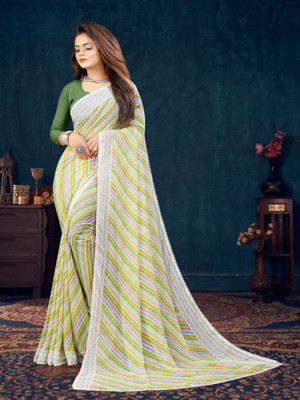 vairagee Checkered Bollywood Georgette Saree(Light Green)