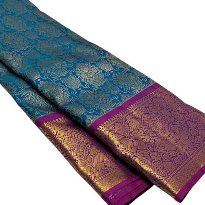 WOMENELEGENCE Woven Banarasi Pure Silk Saree(Blue)
