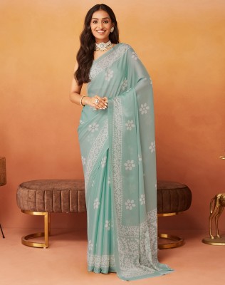 SIRIL Floral Print, Printed Daily Wear Chiffon Saree(Light Blue)