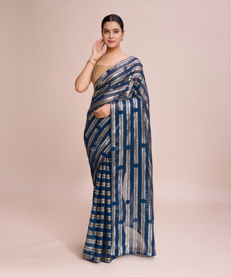 Divastri Embellished Bollywood Georgette Saree(Blue)