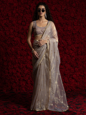 Tasrika Embellished Bollywood Organza Saree(Grey)
