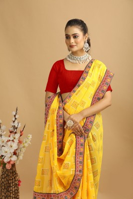 MAHARAJ SAREES Printed Daily Wear Georgette Saree(Yellow)