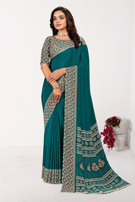 Vimla Printed Bollywood Crepe Saree(Green)