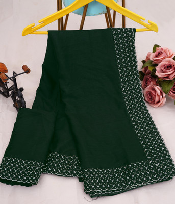 Zeekha Self Design Bollywood Georgette Saree(Dark Green)