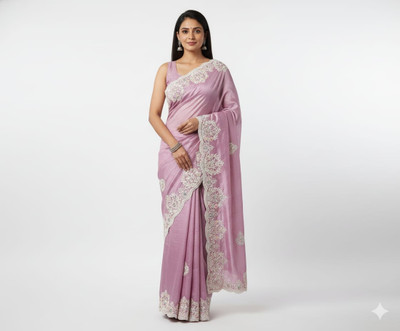 FGH Printed Daily Wear Pure Silk Saree(Purple)