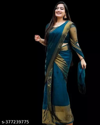 Vragi Self Design Bollywood Chiffon Saree(Blue)