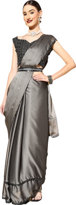Akhilam Embellished Bollywood Georgette Saree(Grey)
