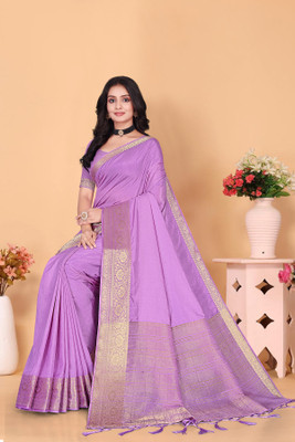 Aarunika BS Solid/Plain Bollywood Pure Silk Saree(Purple)