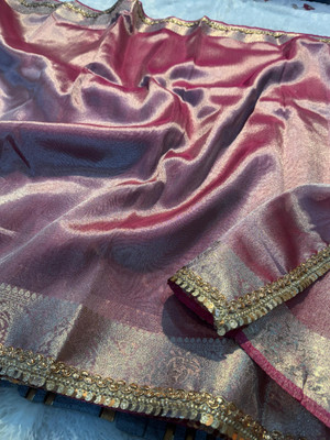 Banaras silk palace Woven Banarasi Tissue Saree(Pink)