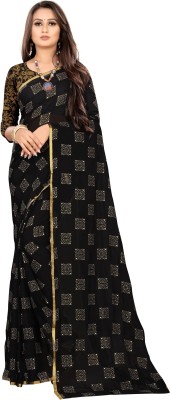 Aardiva Printed Daily Wear Chiffon Saree(Black)