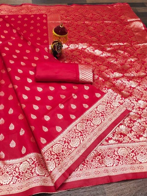 GATISHVAM TEXTILE Woven Banarasi Art Silk Saree(Red)