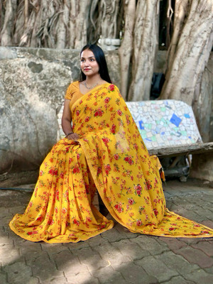 sarikafab Printed Daily Wear Georgette Saree(Multicolor)