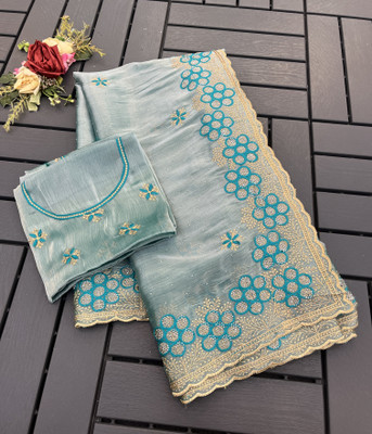 Radheradhey Embroidered Bollywood Georgette Saree(Light Blue)