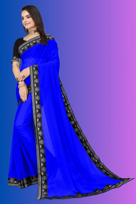 Aai shree khodiyar Printed Daily Wear Georgette Saree(Dark Blue)