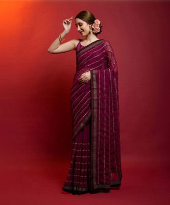 ANOUK Embellished Bollywood Georgette Saree(Purple)