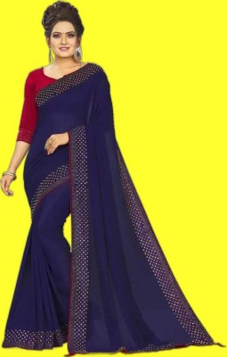 Juhi Collection Embroidered Bollywood Georgette Saree(Blue)