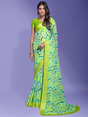 Divastri Printed Bollywood Chiffon Saree(Light Green)