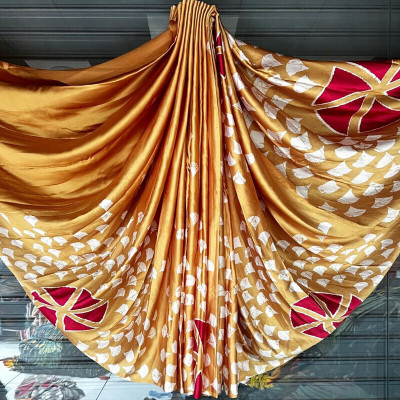 HouseOfCommon Printed Daily Wear Crepe Saree(Cream)