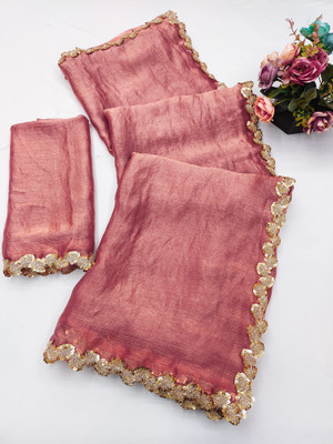 Tasrika Solid/Plain Bollywood Satin Saree(Orange)
