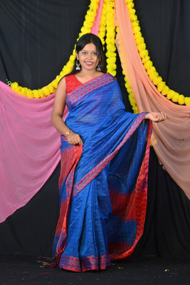 Ahana Textile Self Design Handloom Cotton Blend Saree(Black)