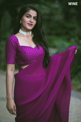 RK Creation Embroidered Kota Doria Georgette Saree(Purple)