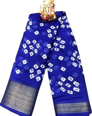 LOOK ME FASHION Printed Bollywood Cotton Linen Saree(Pack of 2, Blue, White)