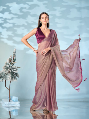 Tikhi Imli Embellished Bollywood Satin Saree(Pink)