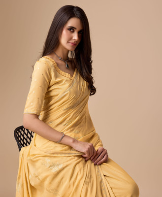 Tasrika Embellished Bollywood Silk Blend Saree(Yellow)