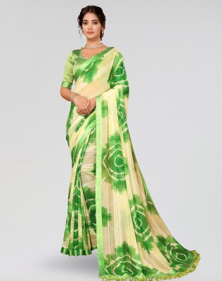 ANIRAV Printed Bollywood Georgette Saree(Green)